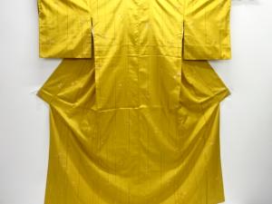 格子に花模様織り出し米沢紬着物